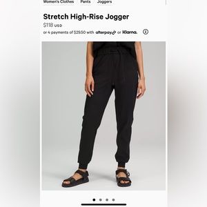 LULU LEMON stretch high-rise jogger black size 6